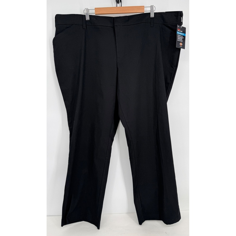Dickies Womens Black Flex Twill Relaxed Fit Straight Leg Pants Sz 22 REG